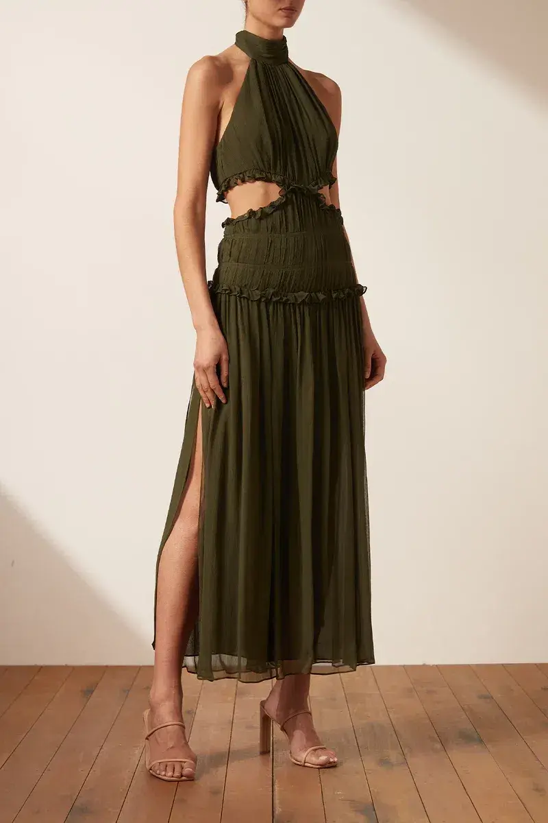 Shona Joy Safira High Neck Gown Green Size 8 - Image 3