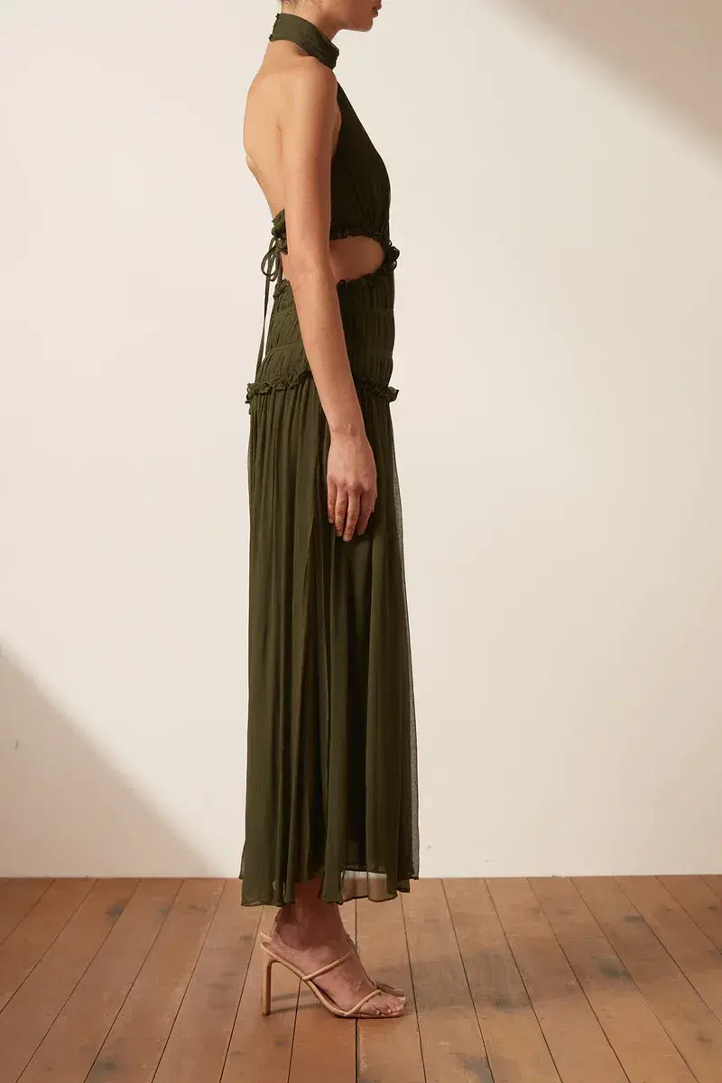 Shona Joy Safira High Neck Gown Green Size 8 for rent on The Volte - main image
