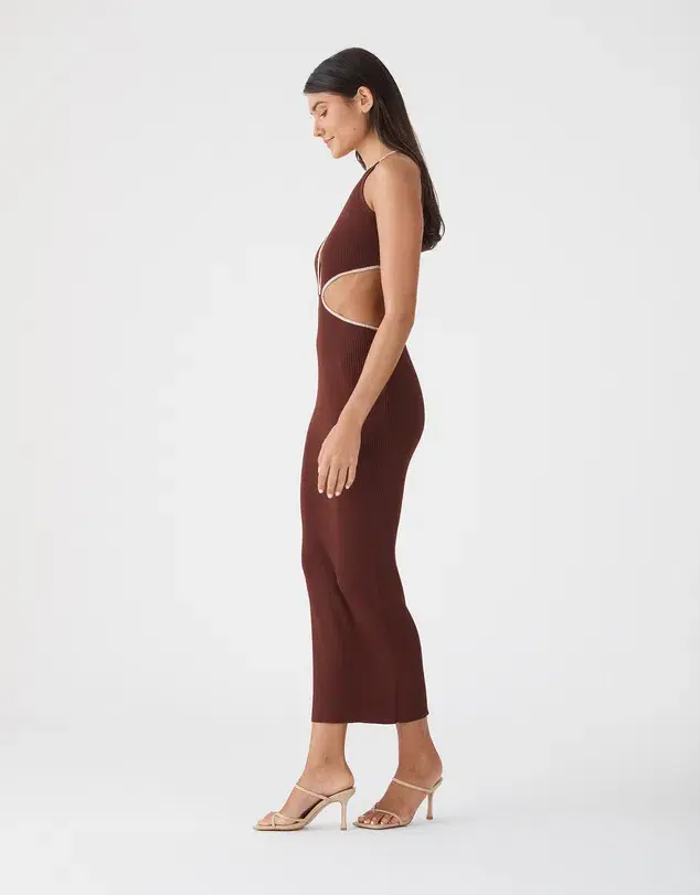 San Sloane Adrian Brown Dress Size 8 for rent on The Volte - main image