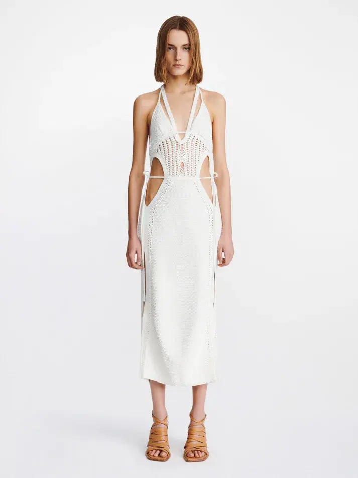 Dion Lee Crochet Butterfly Dress White Size S / AU 8 - Image 1