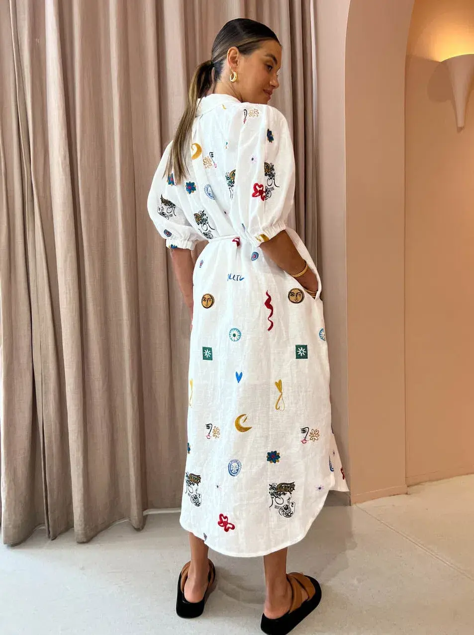 Alemais Soleil Embroidered Shirt Dress Print Size 10 - Image 2