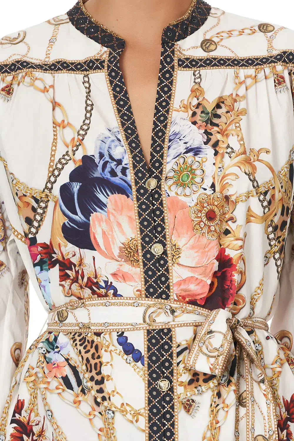 Camila Blouson Sleeve Shirt Dress Reign Supreme Print Size S/AU 6 for rent on The Volte - main image