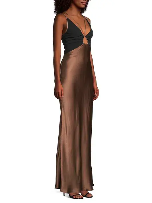Bec & Bridge Kehlani V Neck Dress Brown Size 10 - Image 2