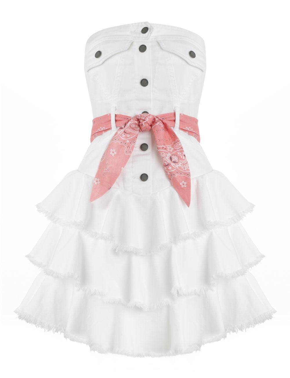 Zimmermann Heathers Denim Ruffle Dress White Size 8 - Image 2