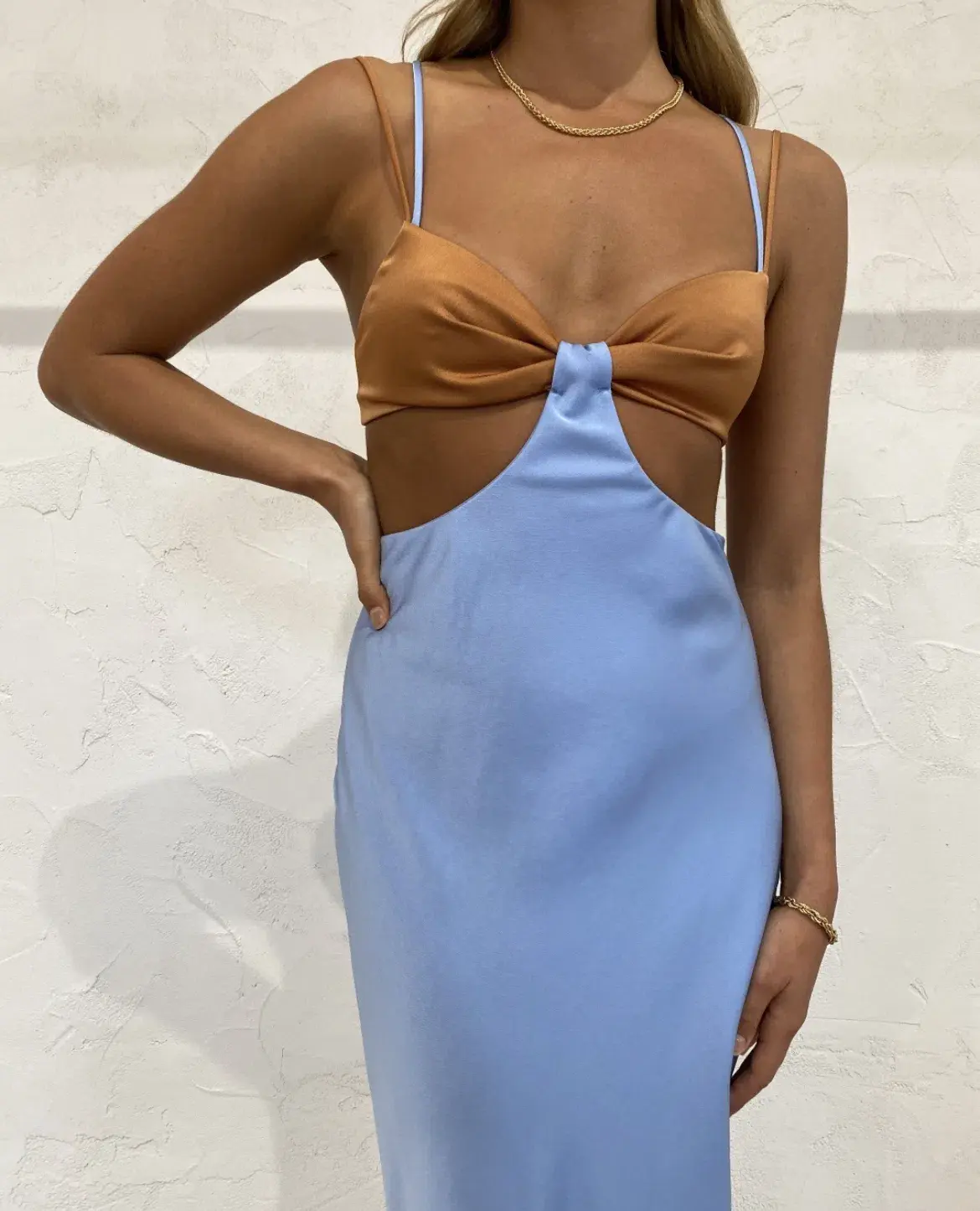 Bec & Bridge Raquel Cut Out Dress Baby Blue Size AU 8 - Image 4