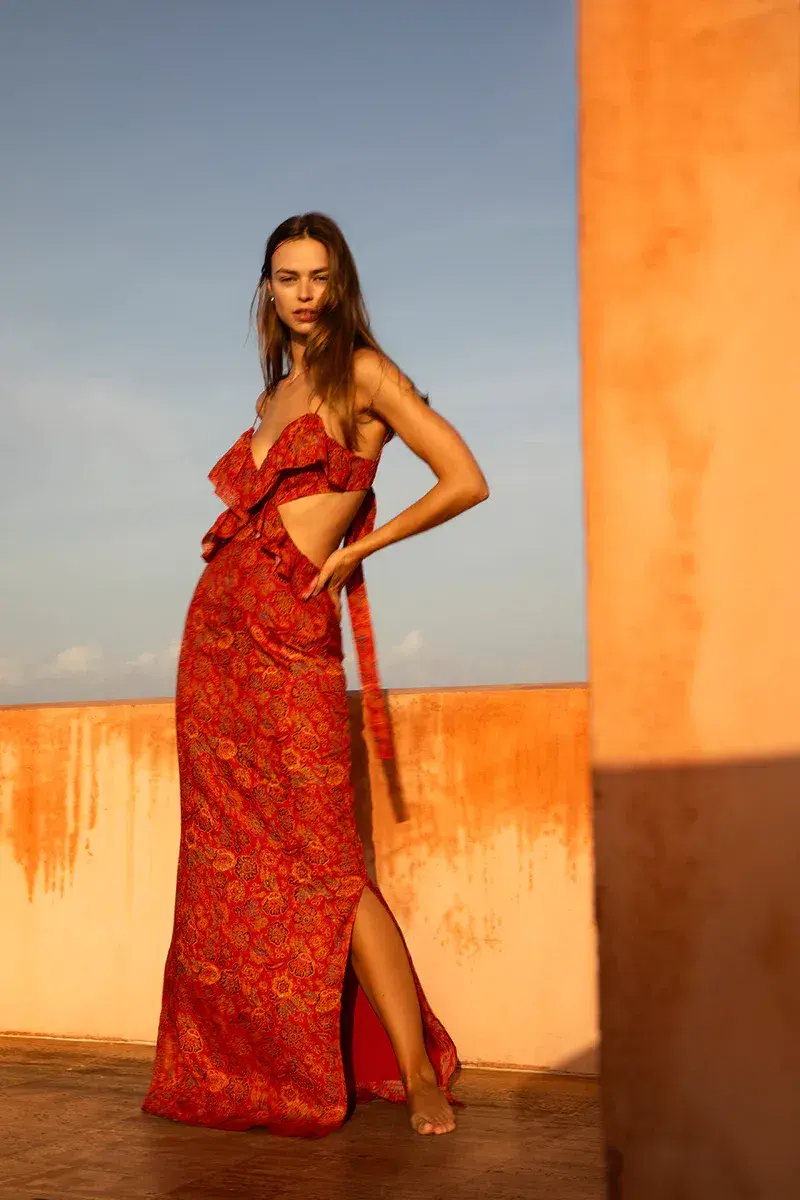 Sir the Label Allegra Frill Maxi Dress Print Size 1/AU 8 - Image 2