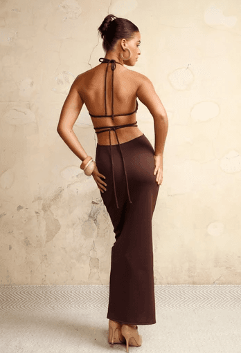 Arcina Ori Kaiya Knit Dress Choc Brown Size 8 - Image 2