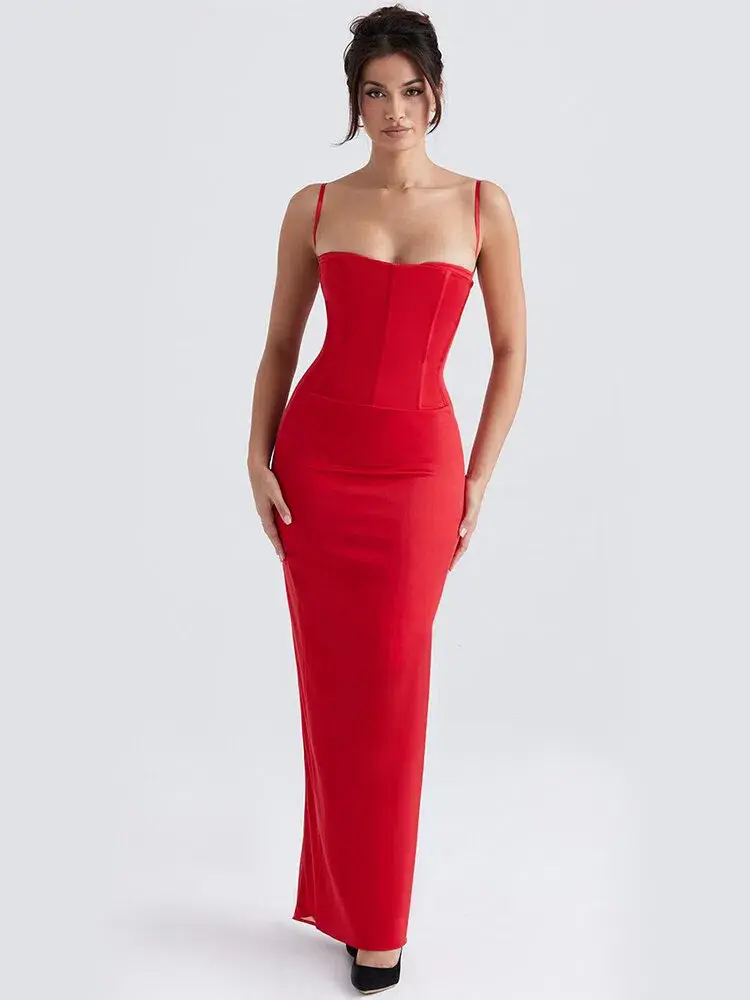 House of CB Shani Corset Maxi Dress Red Size 10 - Image 1