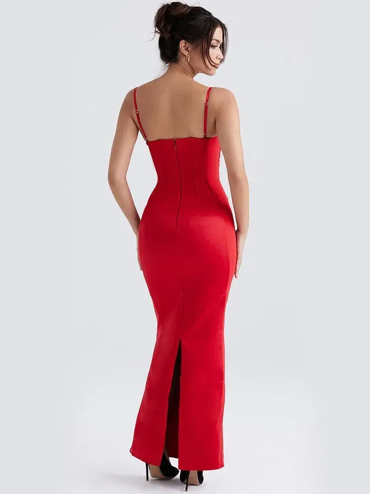 House of CB Shani Corset Maxi Dress Red Size 10 - Image 3