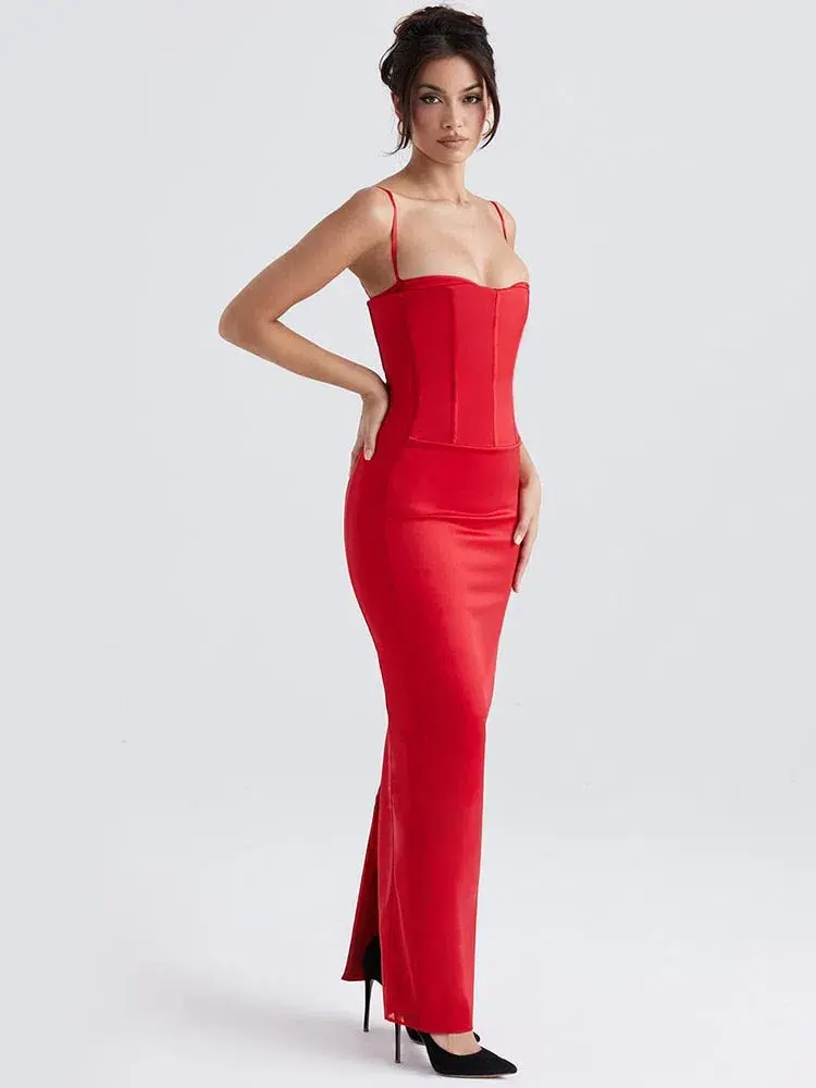 House of CB Shani Corset Maxi Dress Red Size 10 - Image 2