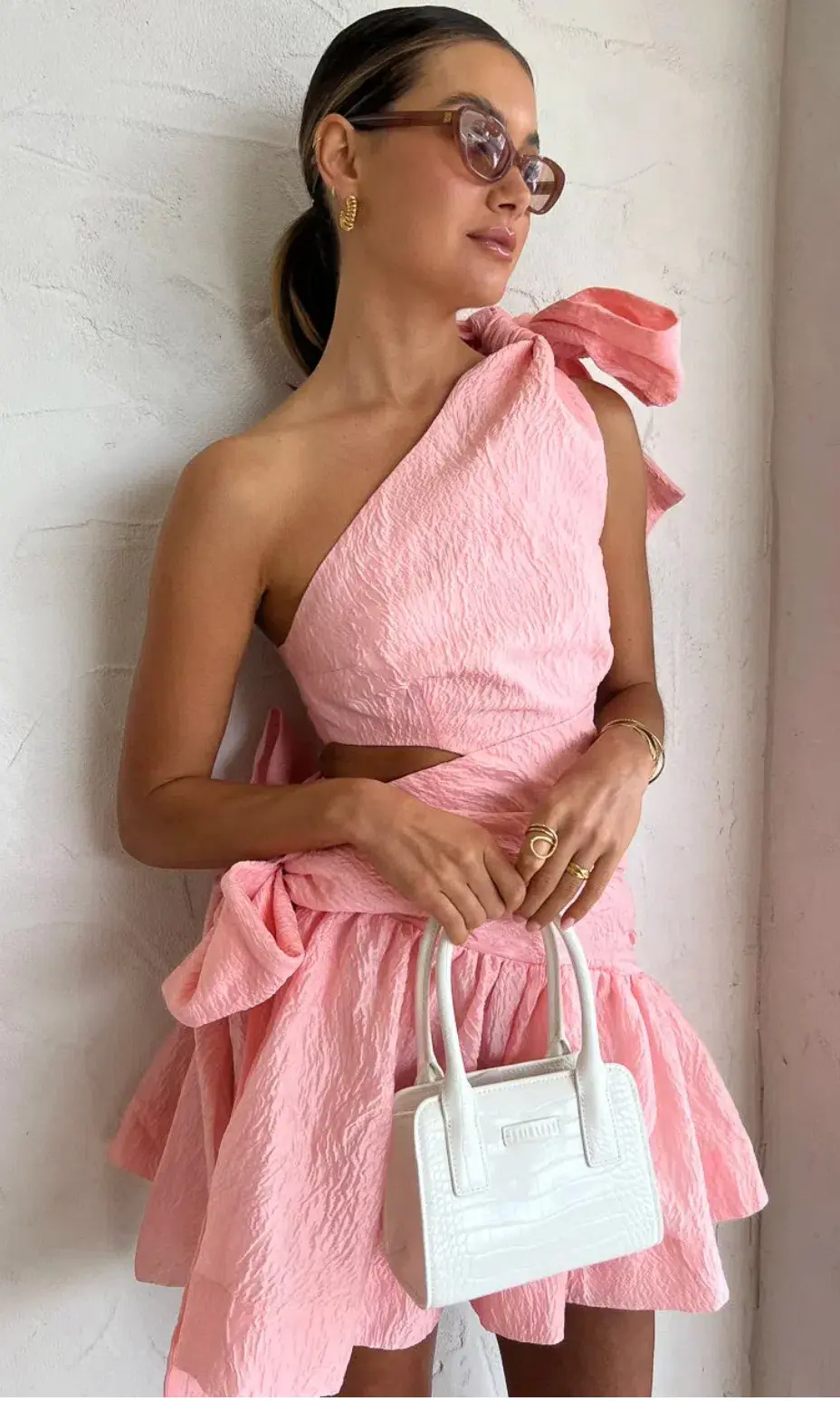 Alemais Aria One Shoulder Mini Dress Pink Size 10  - Image 2