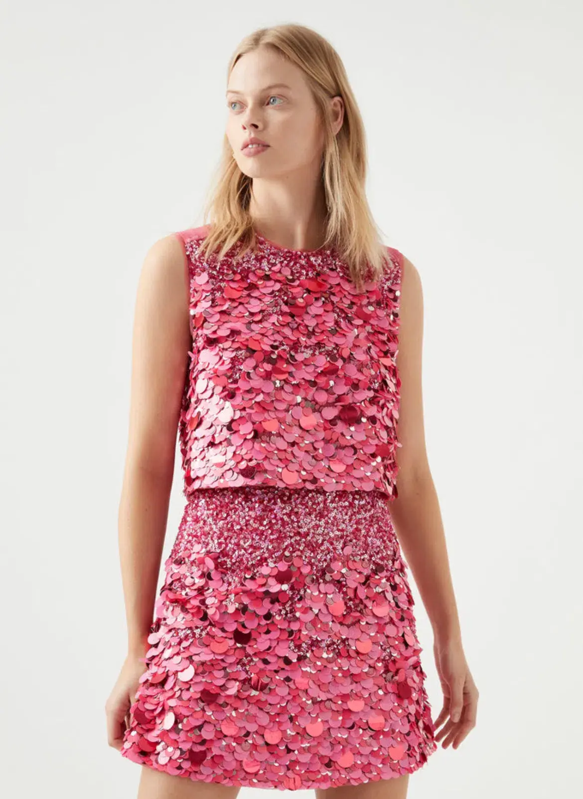 Aje Celeste Sequin Shell Top Pink/Red Size 12 - Image 1