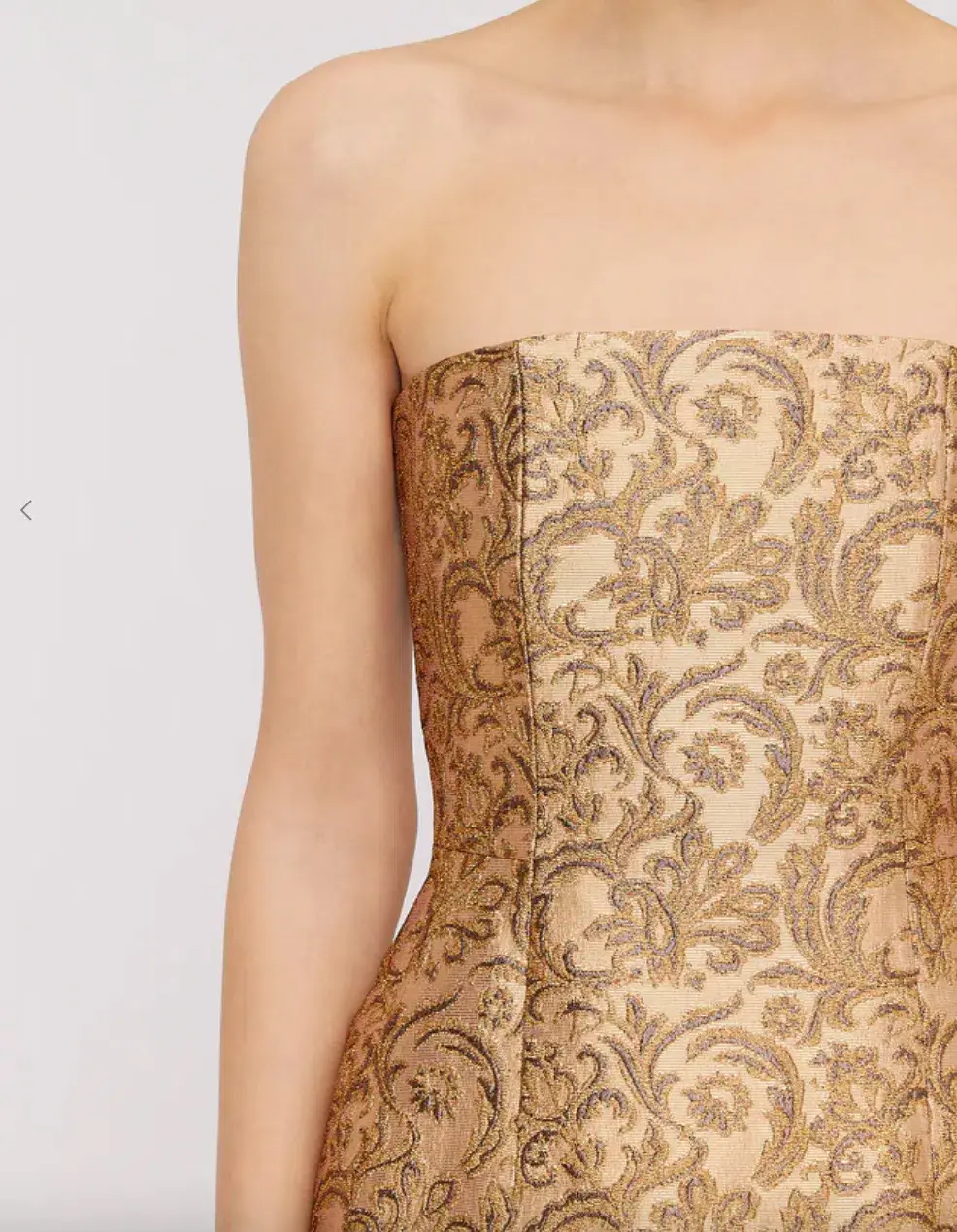 Scanlan Theodore Brocade Mini Dress Gold Size 6 - Image 2