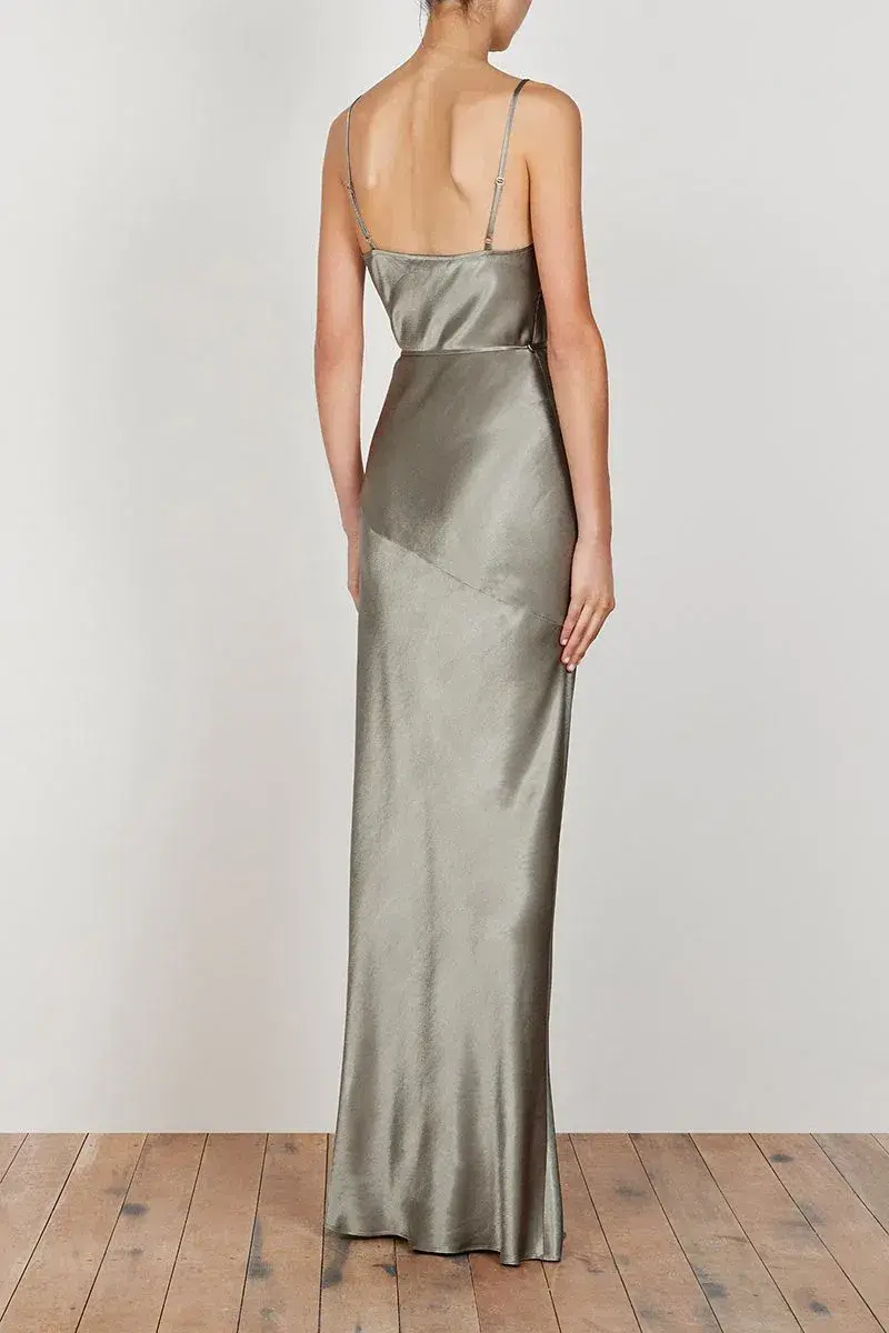 Shona Joy La Lune Bias Cowl Maxi Dress Sage Size 10  - Image 2