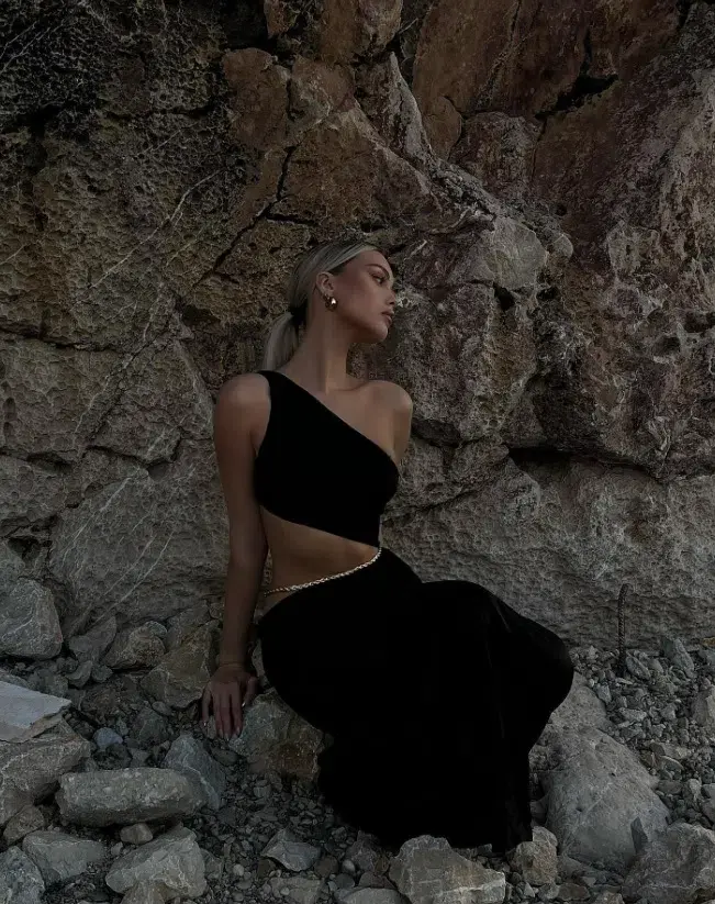 Meshki Clementine Chain Maxi Dress Black Size 10 / M for rent on The Volte - main image