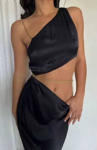 Meshki Clementine Chain Maxi Dress Black Size 10 / M - Image 4