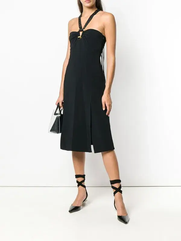 Proenza Schouler Macrame Strap Midi Dress Black Size 6 - Image 1
