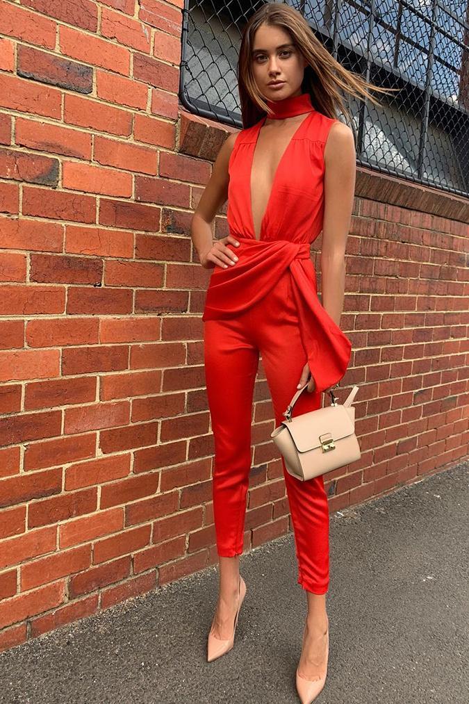 Misha Kaia Pantsuit Red Size 10 - Image 2