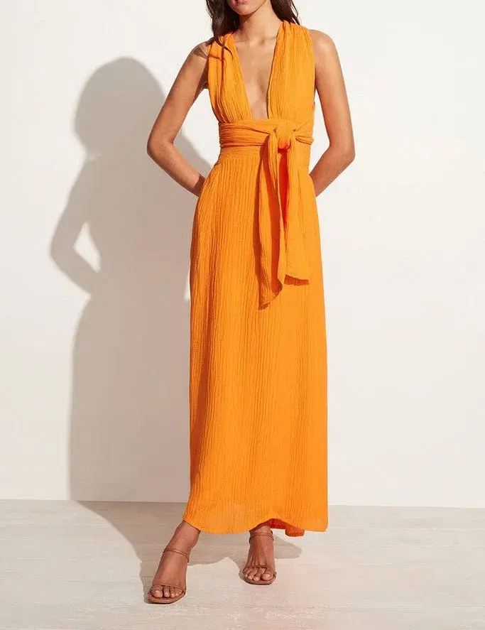 Faithfull The Brand Tropiques Maxi Dress Orange Size 8 / S - Image 1