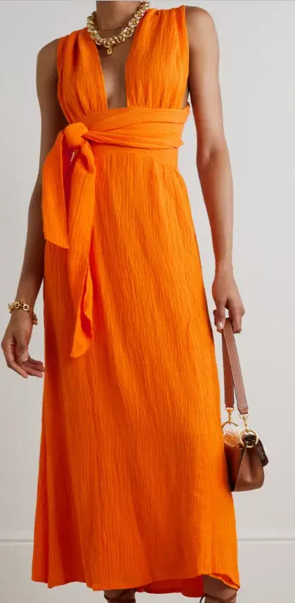 Faithfull The Brand Tropiques Maxi Dress Orange Size 8 / S - Image 3