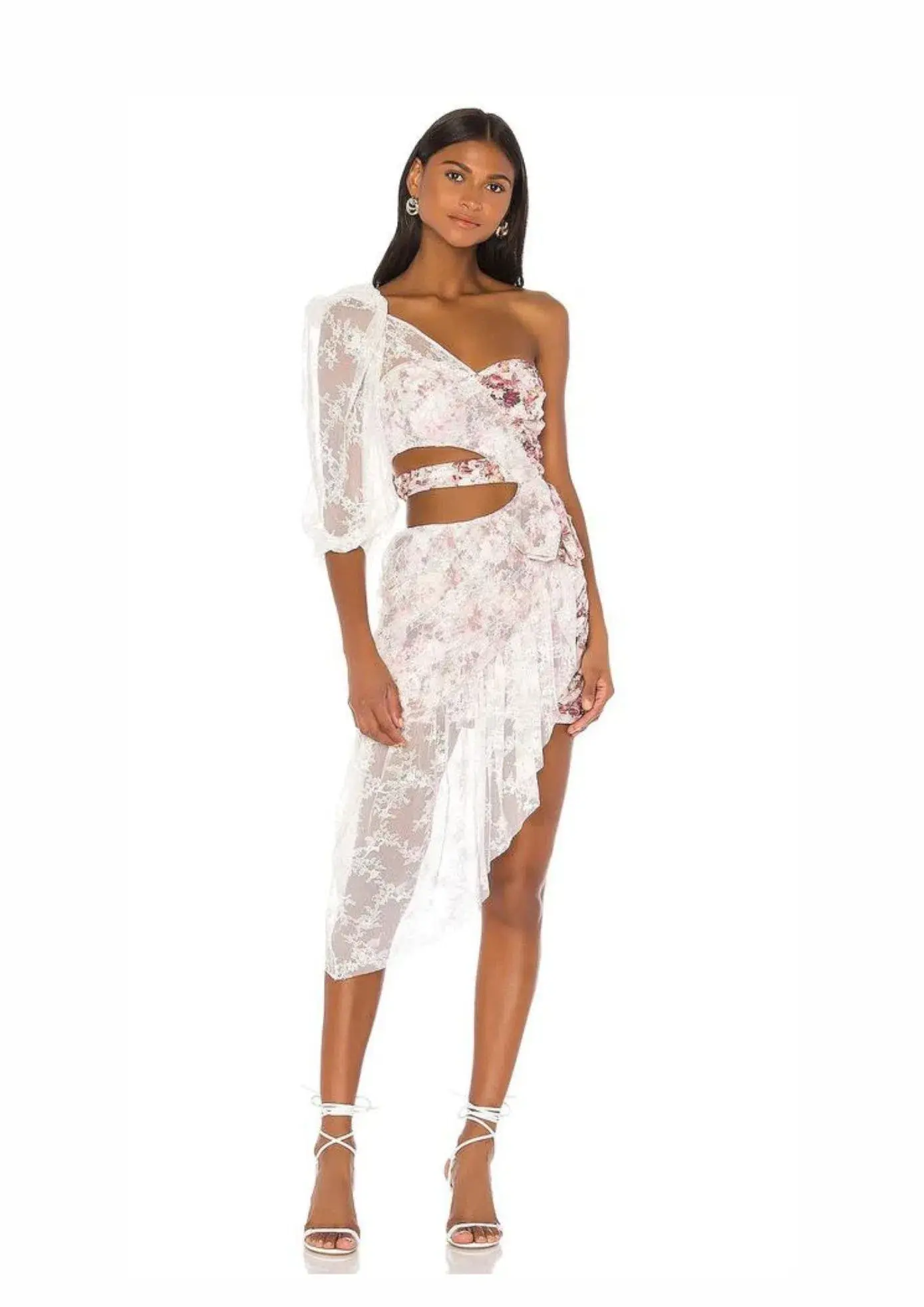 For Love and Lemons Dallas One Shoulder Dress White Size AU 8 - Image 1