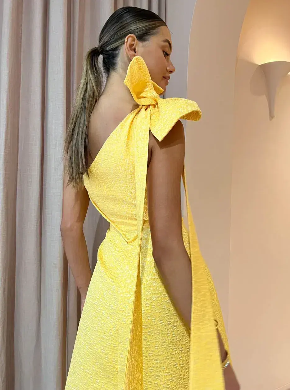 Rachel Gilbert Emiliano Dress in Lemon Drop Size S / AU 8  - Image 4