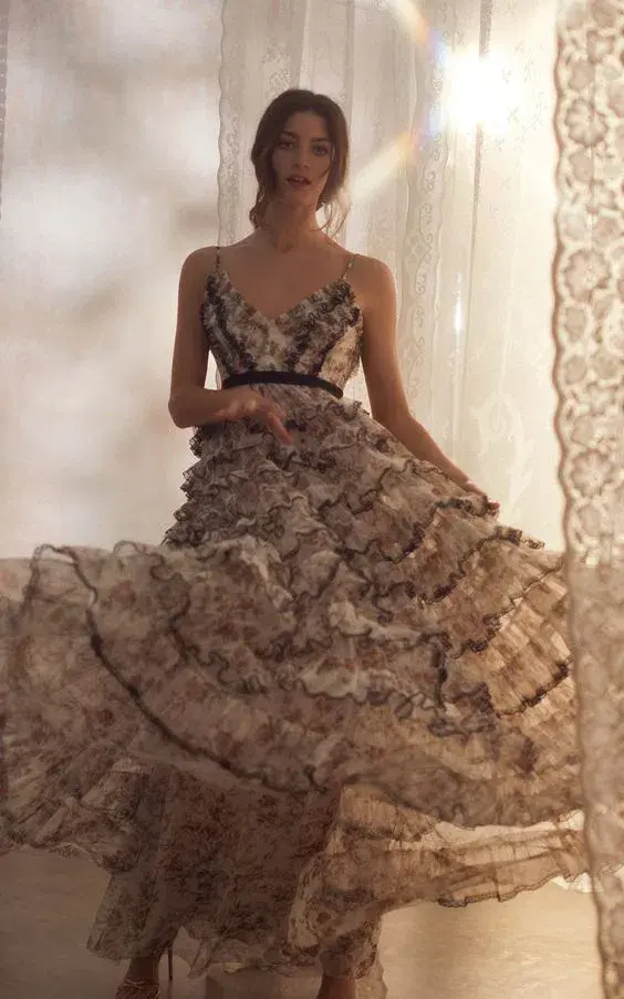 Needle and Thread Garland Marie Ruffled Tulle Gown Floral Size 8  for rent on The Volte - main image