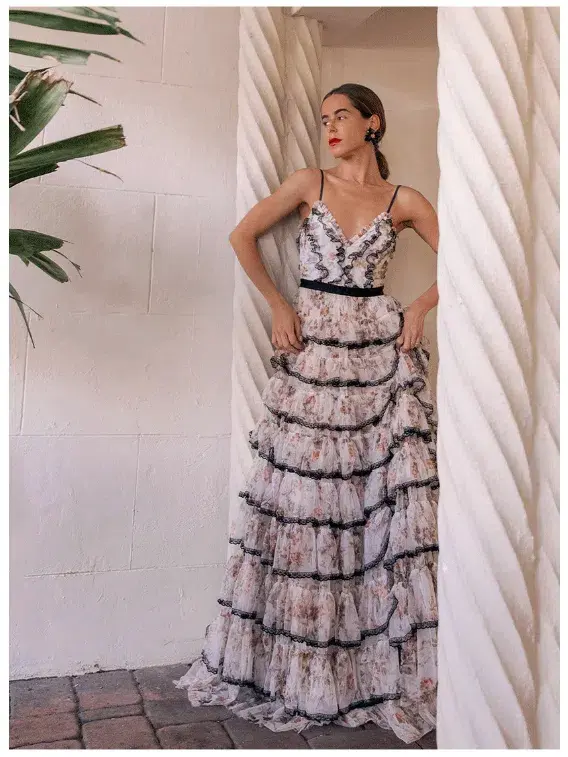 Needle and Thread Garland Marie Ruffled Tulle Gown Floral Size 8  for rent on The Volte - main image