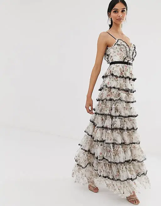 Needle and Thread Garland Marie Ruffled Tulle Gown Floral Size 8  for rent on The Volte - main image