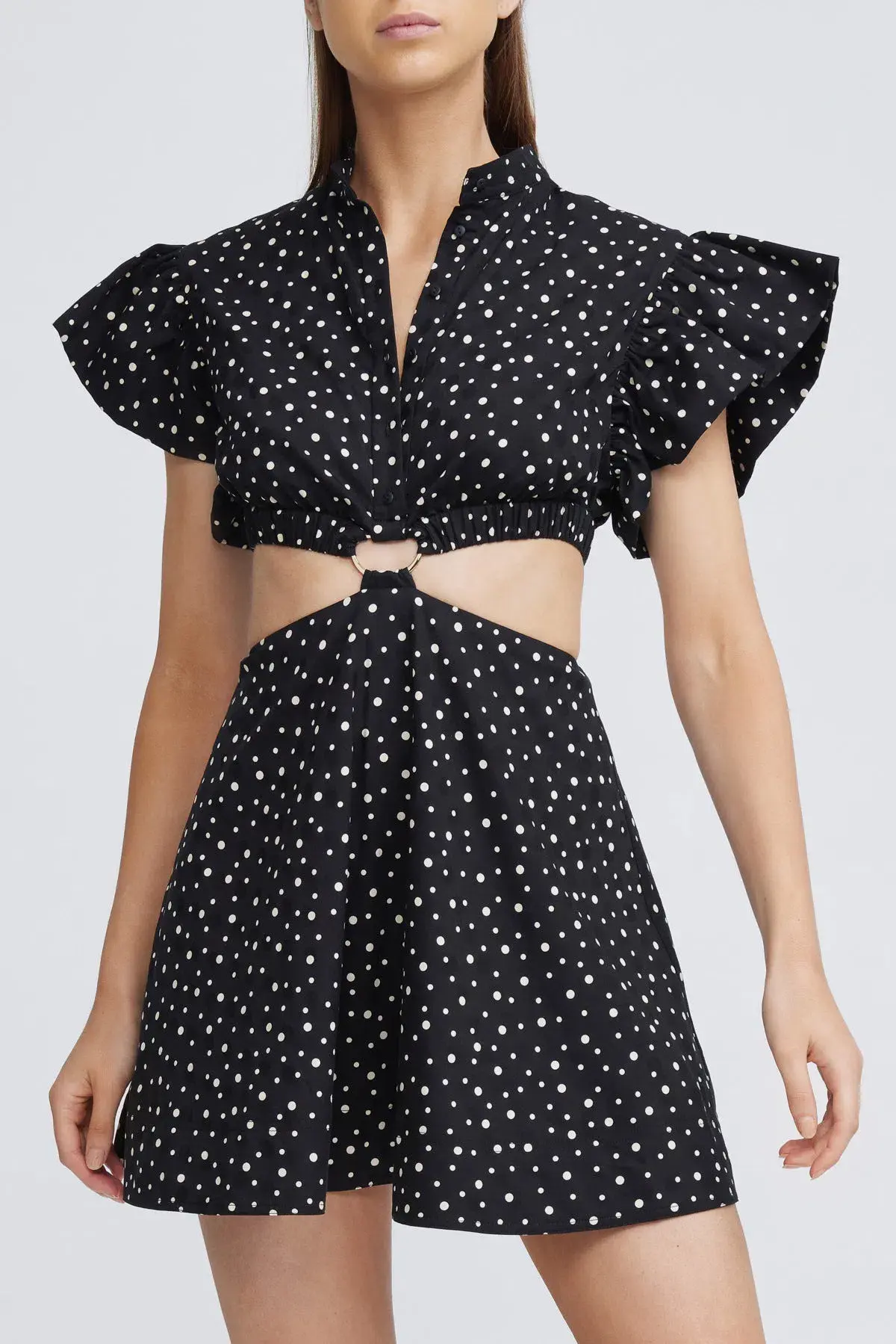 Significant Other Martine Mini Dress Black/Cream Polka Size 10 - Image 1