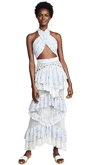 Ixiah The Outlaw Top and Skirt Set Blue/White Size S / Au 8 - Image 3