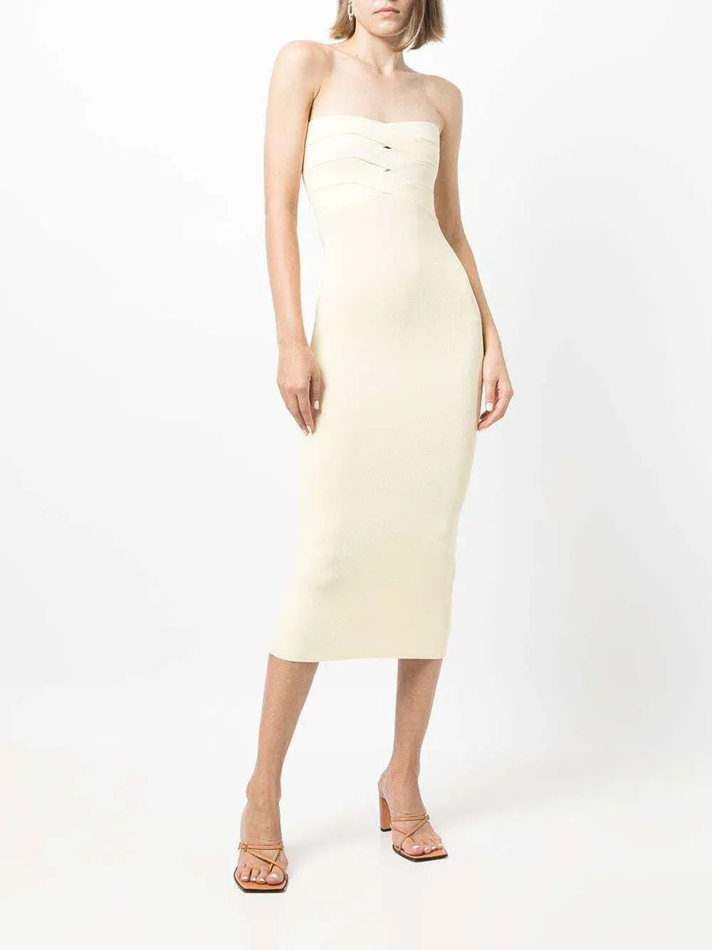 Dion Lee Interlock Bustier Midi Dress in Bleached Yellow/Cream Size XS / Au 6 - Image 1