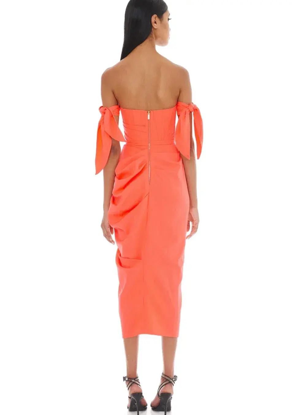 Eliya The Label Yolanda Midi Dress Orange Size AU 8 - Image 3