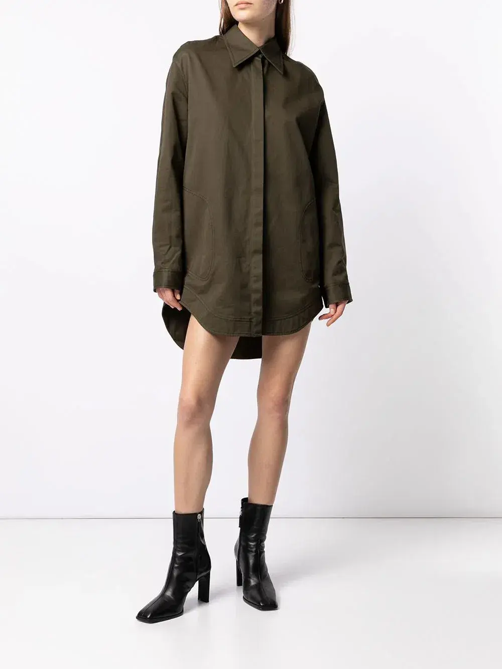 Dion Lee Belted Harness Shirt Dress Olive Green Size 8 - Image 1