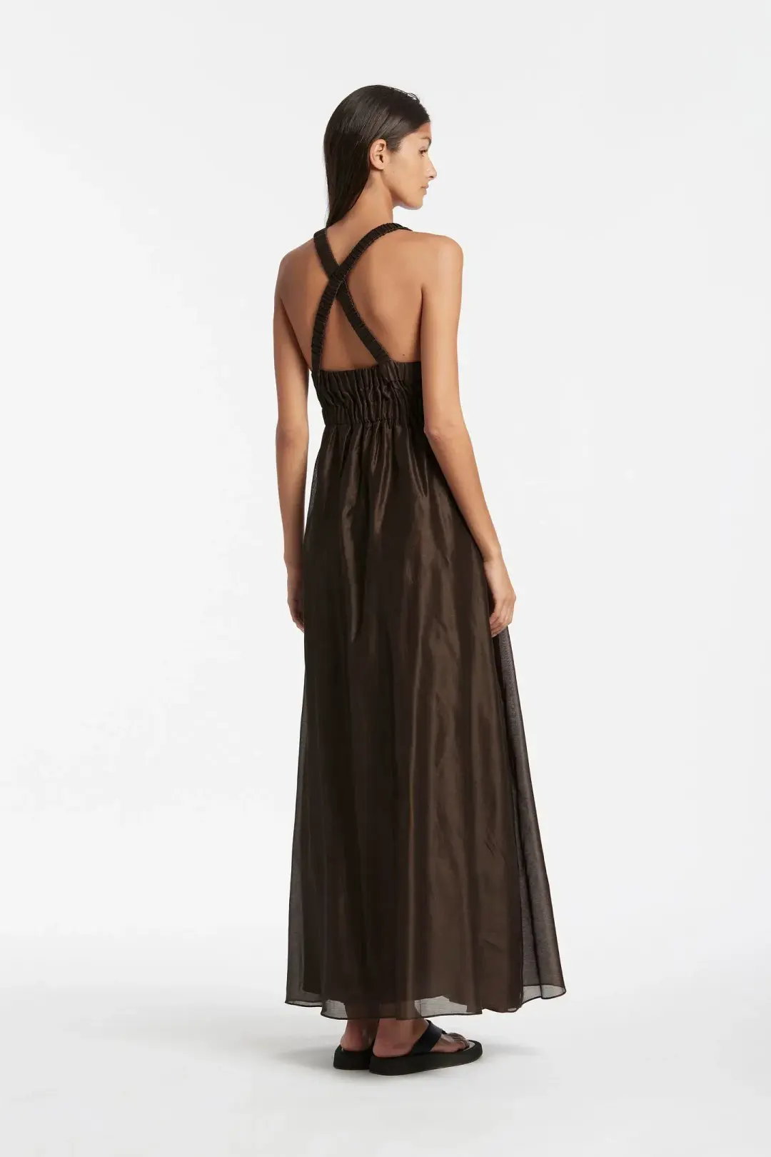 Sir the Label Anje V neck gown chocolate size 0 for rent on The Volte - main image