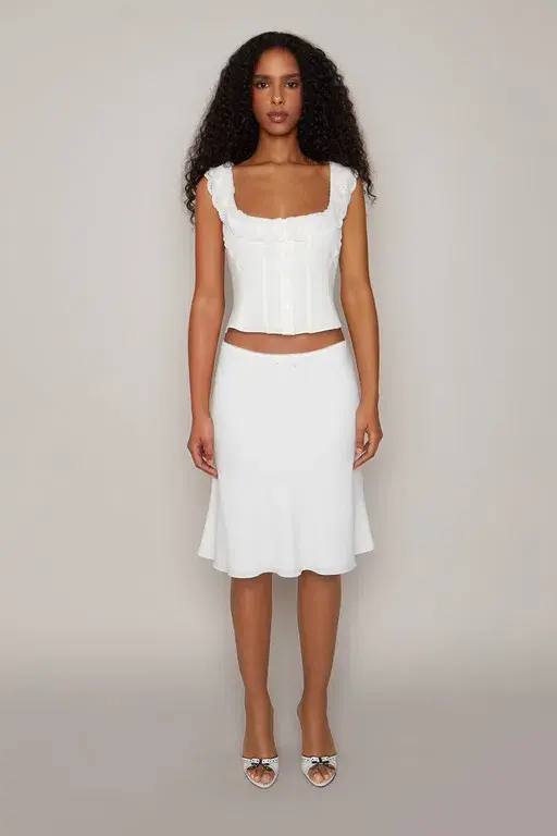Danielle Guizio Paloma Lace Top & Skirt Set White Size 6  for rent on The Volte - main image