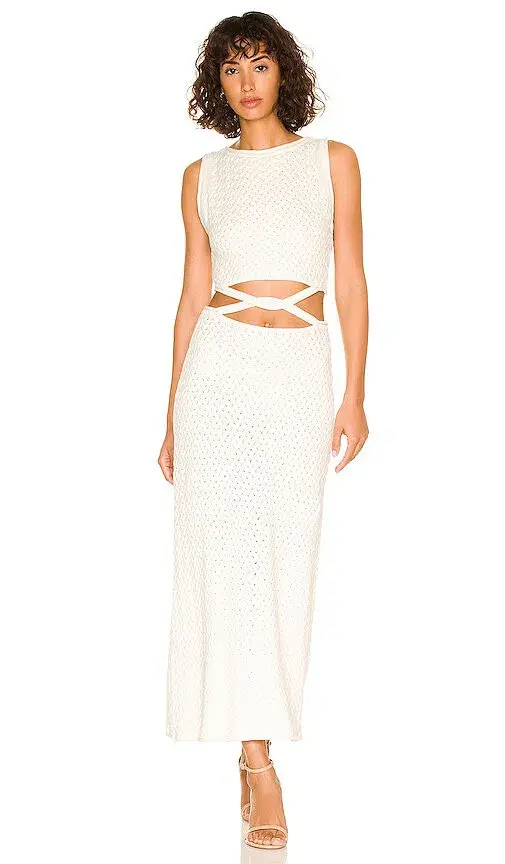 Bec and Bridge Effie Knit Cut Out Dress in white size 6 for rent on The Volte - main image