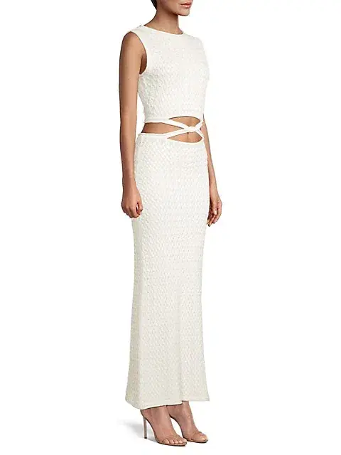 Bec and Bridge Effie Knit Cut Out Dress in white size 6 for rent on The Volte - main image