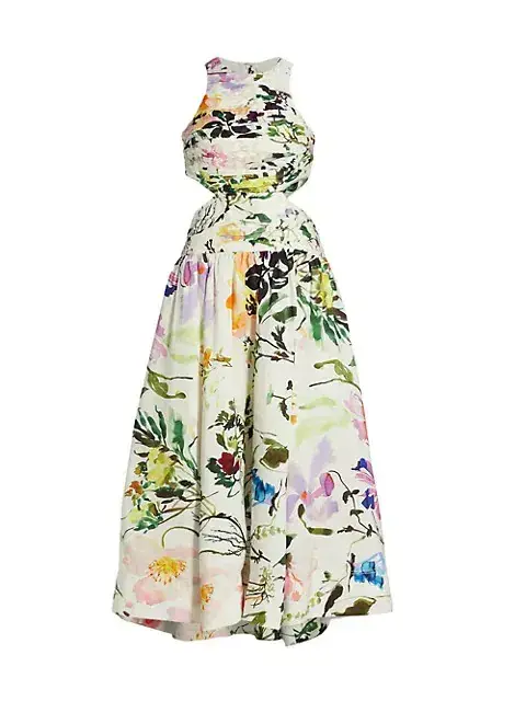 AJE INTROSPECT CUT OUT MIDI DRESS BOTANIC FLORAL SIZE 6 - Image 3