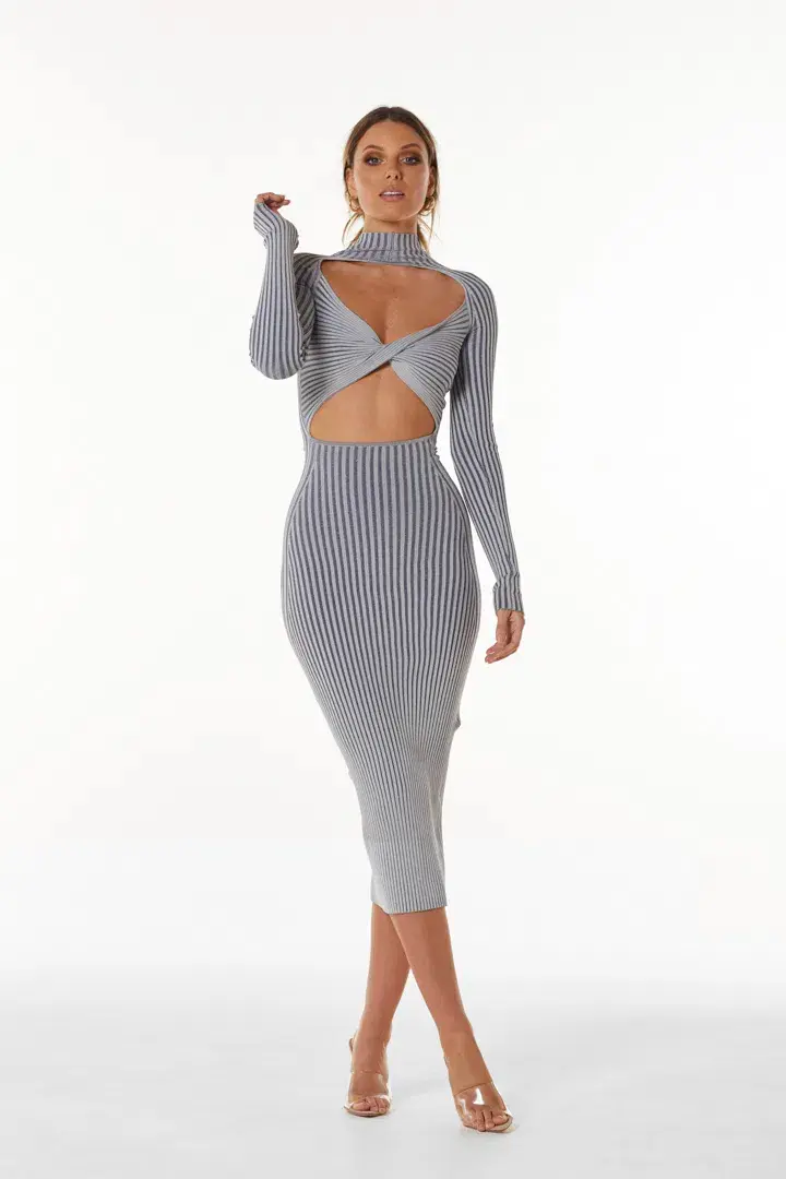 Dion Lee Twist Wrap Dress Grey Size AU 8 - Image 1