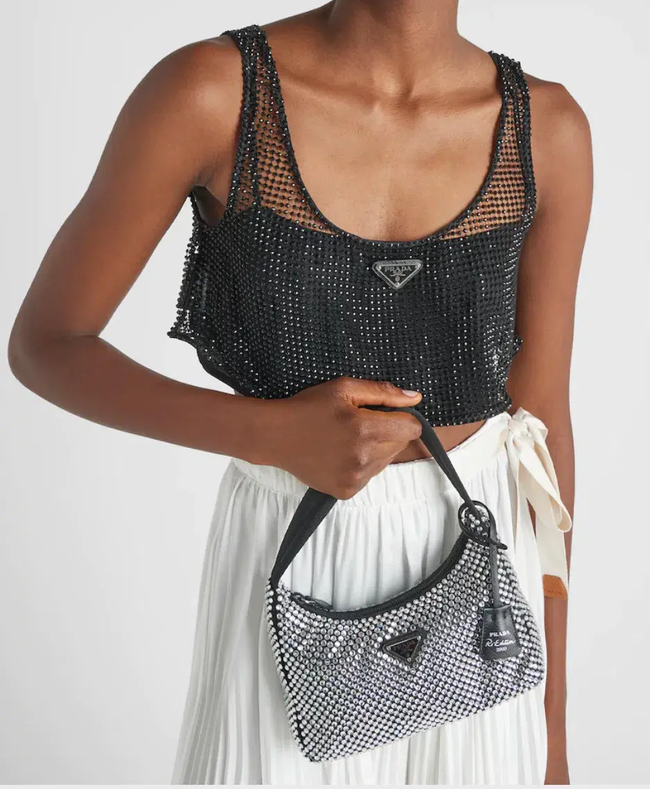 Prada Satin Bag with Crystals - Image 1