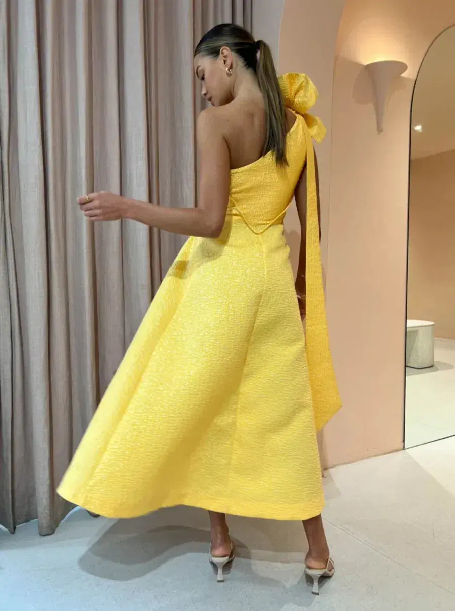 Rachel Gilbert Emiliano Dress In Lemon Drop Size M / AU 10  - Image 2