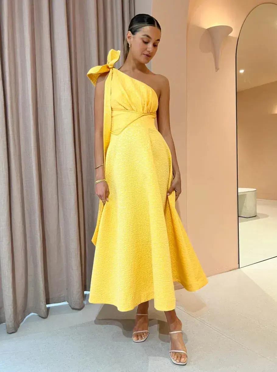 Rachel Gilbert Emiliano Dress In Lemon Drop Size M / AU 10  - Image 1