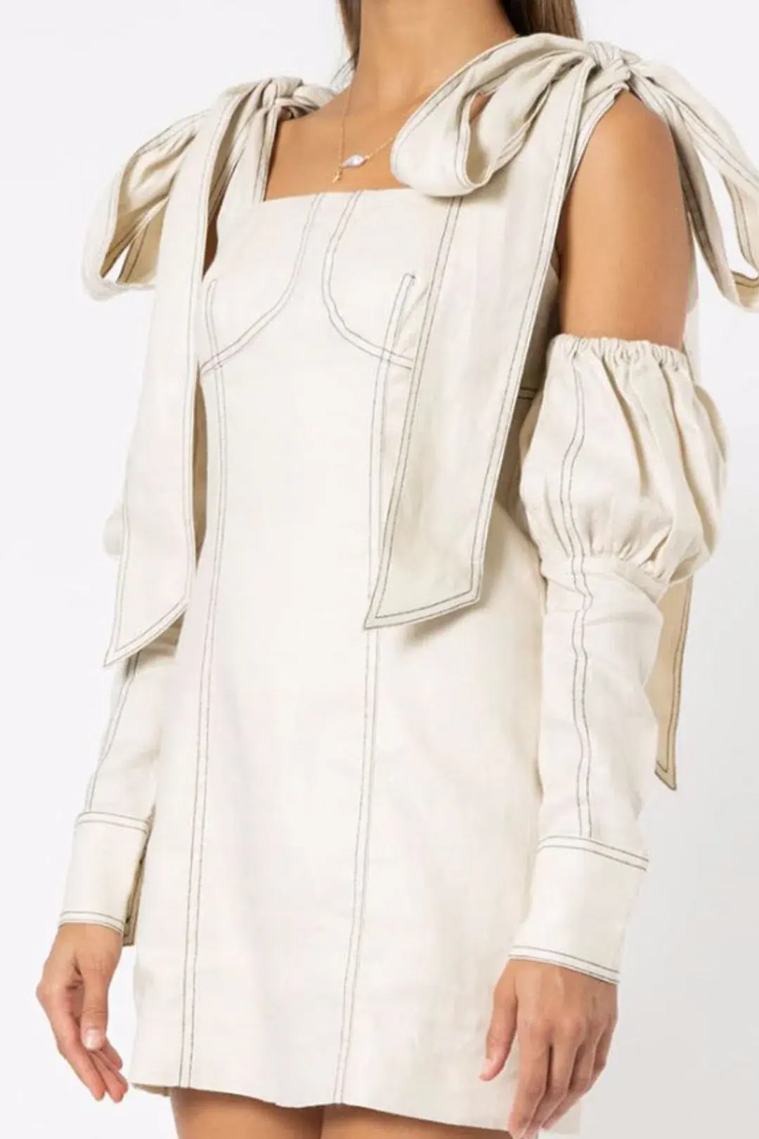 Joslin Jasmine Mini Dress Ecru Size 6 - Image 2