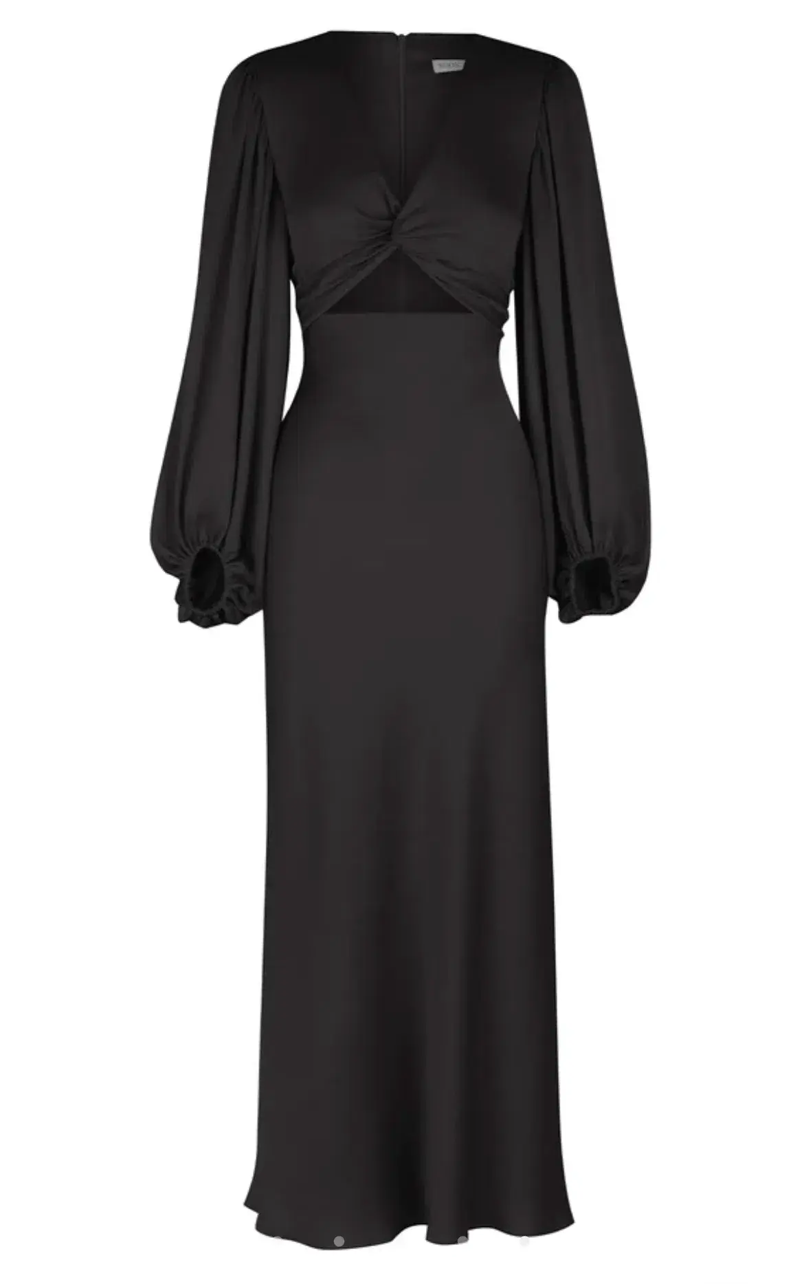 Shona Joy Luxe Twist Front Balloon Sleeve Midi Dress Black Size 6 / XS - Image 4
