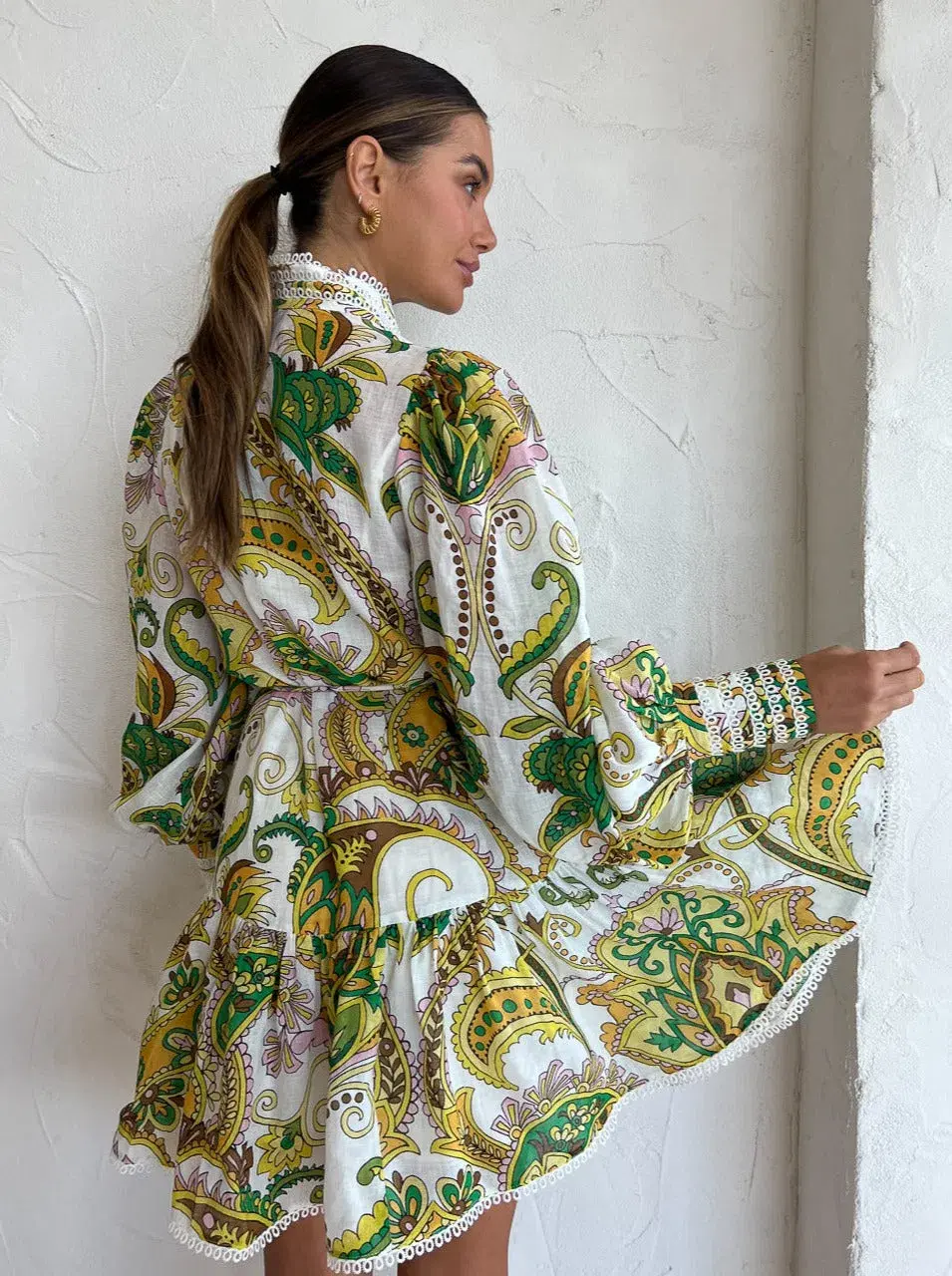 Alemais Octavia Ruffle Mini Dress in Ivory Size 12 - Image 3