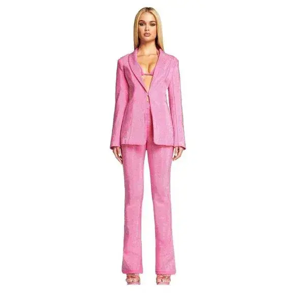 I.AM.GIA Maria Jacket and Pants and Kora Bra Top Set in Pink Rhinestones Size xxs for rent on The Volte - main image