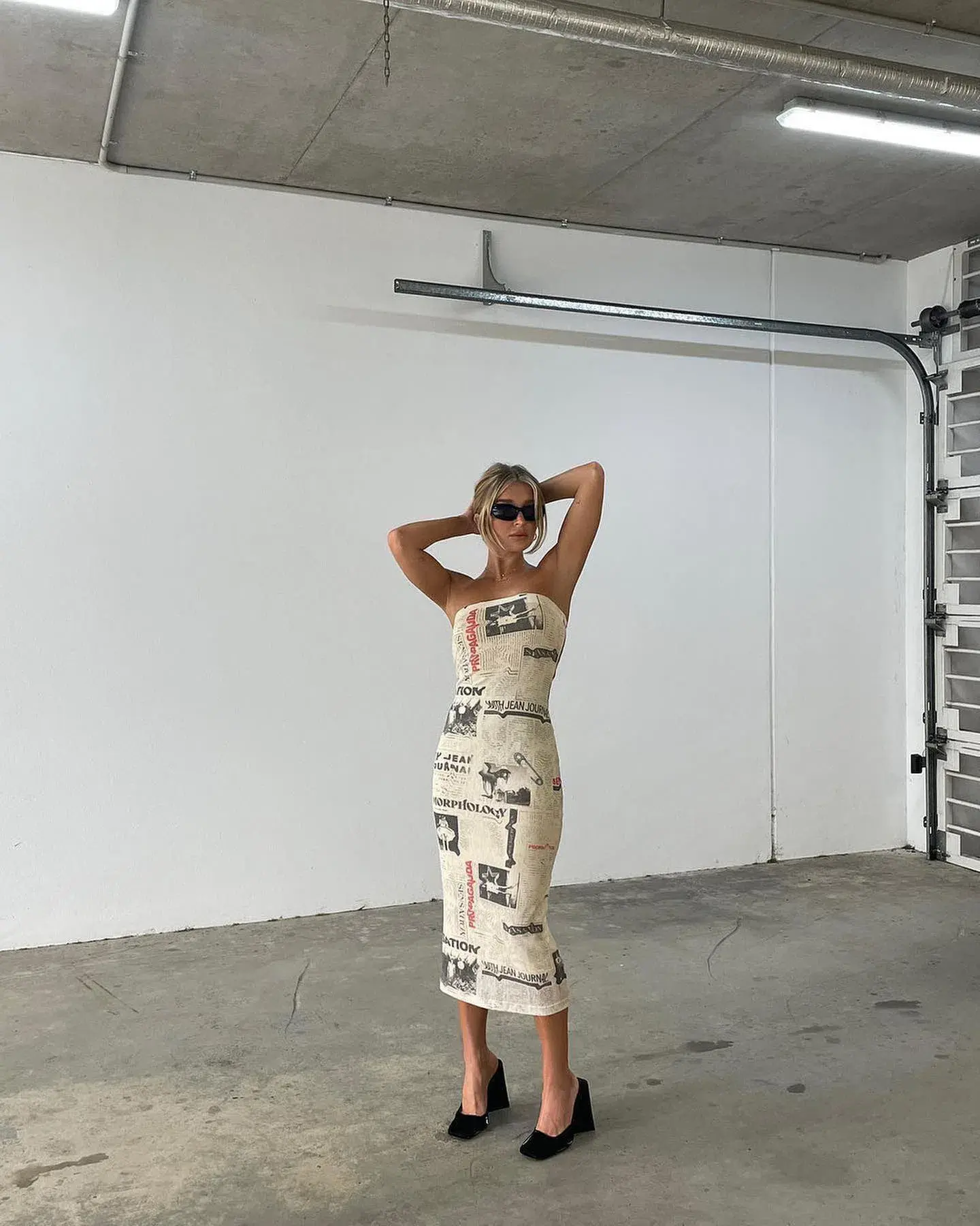 With Jean Frankie Midi Dress Read All About It Print Size S / Au 8 - Image 1
