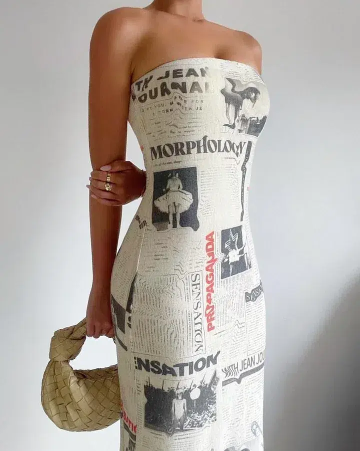 With Jean Frankie Midi Dress Read All About It Print Size S / Au 8 - Image 4