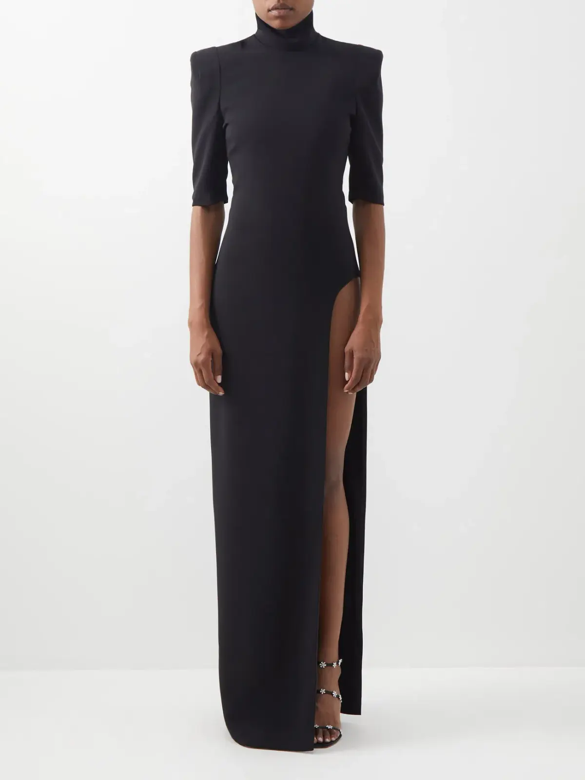 MONOT Turtleneck High Side Slit Dress Black - Image 2